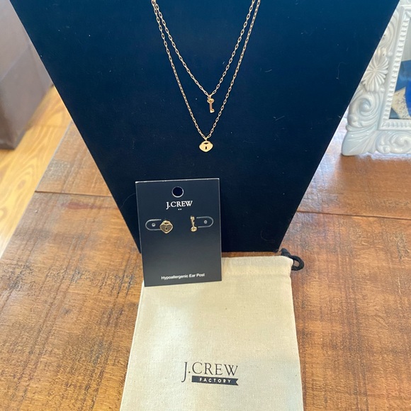 Jcrew Heart Lock Key Layered Necklace 